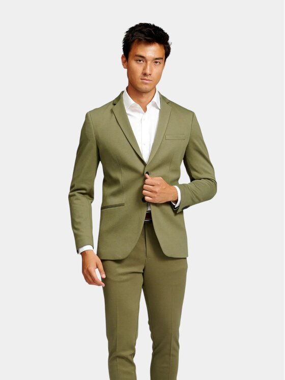 TeeShoppen TeeShoppen Marynarka 'Perform Collection' Zielony Slim Fit