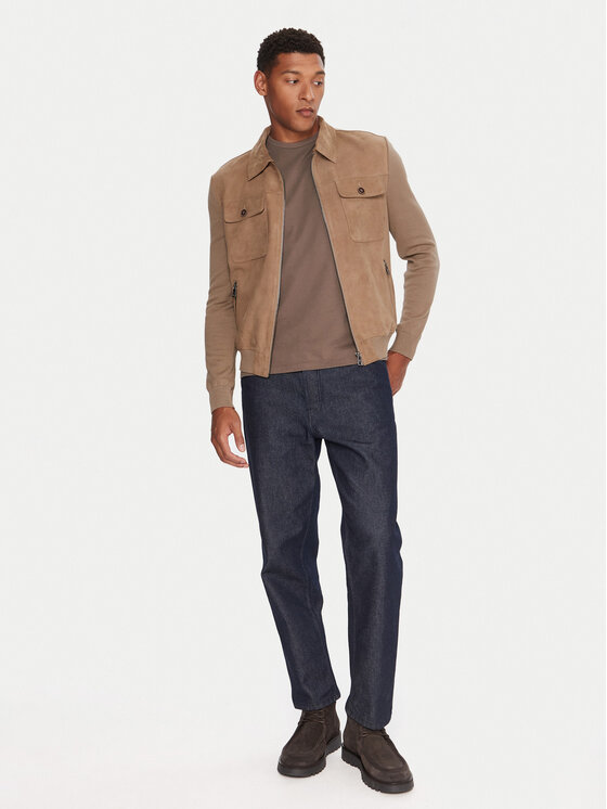 Milestone Milestone Geacă de piele MSRayan 531624 60700 Bej Regular Fit