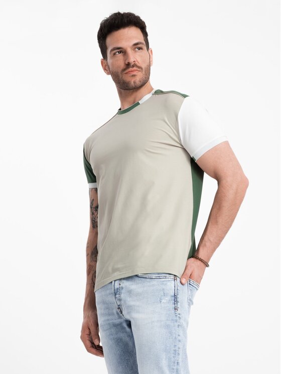 Ombre Ombre T-Shirt OM-TSCT-0176 Zelená Regular Fit