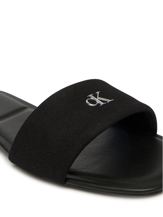 Calvin Klein Calvin Klein Klapki Square Flat Sndl Canvas Hw HW0HW03129 Czarny
