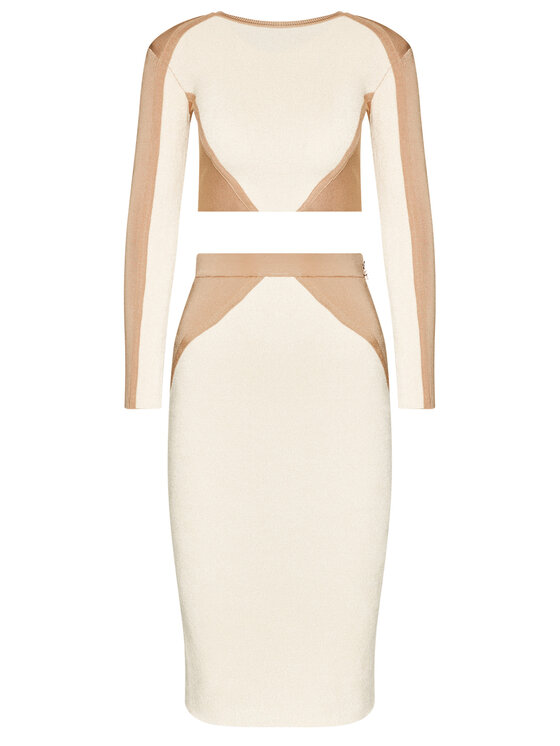 Elisabetta Franchi Elisabetta Franchi Sada svetr a pouzdrová sukně KC-16S-07E2-V559 Hnědá Slim Fit