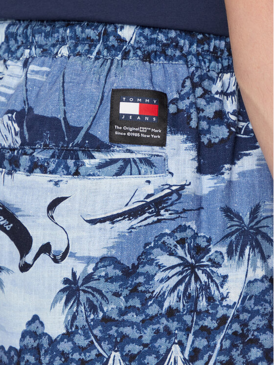 Tommy Jeans Tommy Jeans Medžiaginiai šortai Hawaiian DM0DM18807 Mėlyna Regular Fit
