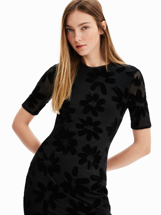 Desigual Desigual Haljina za svaki dan Oxford 23SWVK19 Crna Slim Fit