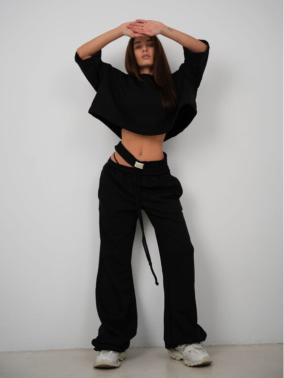 MissDenim MissDenim T-Shirt Crop Top Czarny Oversize