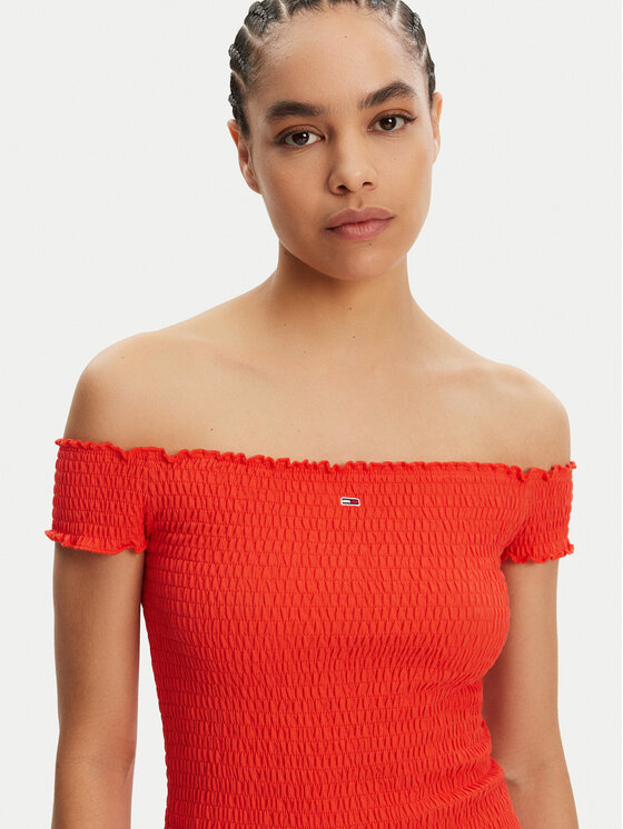 Tommy Jeans Tommy Jeans Sommerkleid DW0DW20298 Orange Slim Fit