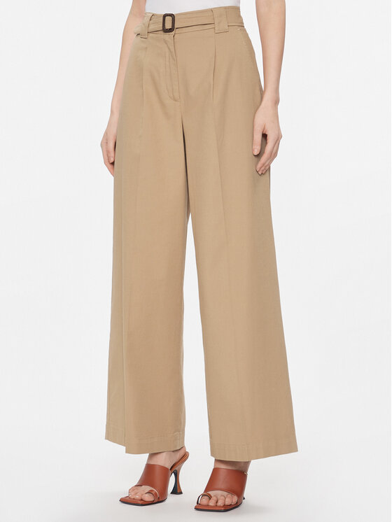 Weekend Max Mara Hlače Pino 2415131121 Bež Wide Leg