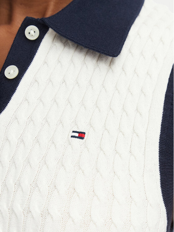 Tommy Hilfiger Tommy Hilfiger Пуловер Fine Gg Cable WW0WW50102 Кремав Regular Fit