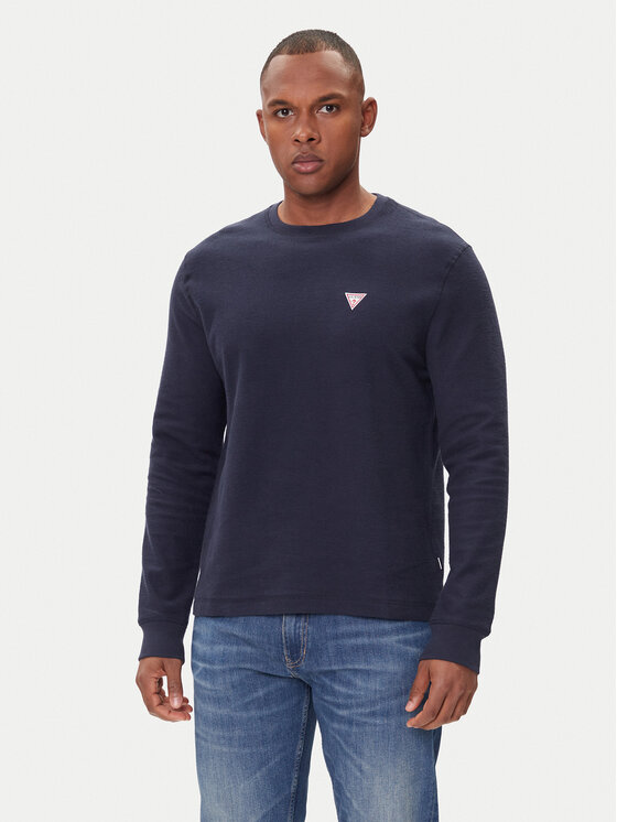 Guess Jeans Guess Jeans Тениска с дълъг ръкав M4BI77 KCII1 Тъмносин Regular Fit