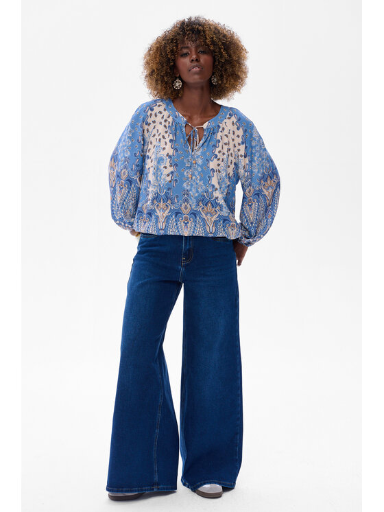 blue shadow blue shadow Bluzka Simona Niebieski Regular Fit