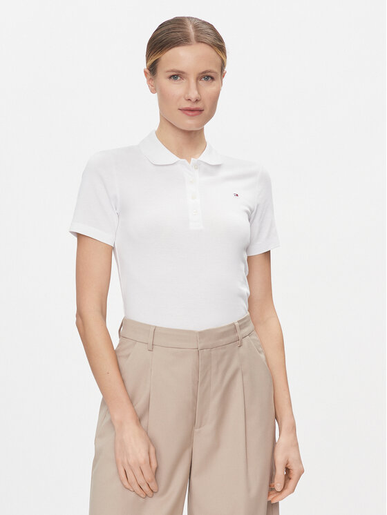 Tommy Hilfiger Polokošeľa 1985 WW0WW42047 Biela Slim Fit
