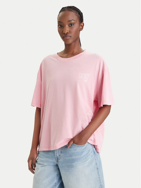 Roxy Roxy T-Shirt Talloversize Washed ERJZT06081 Różowy Oversize