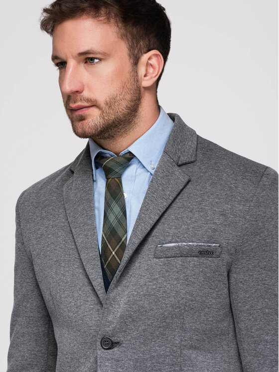 Ombre Ombre Marynarka M170 Szary ciemny Slim Fit