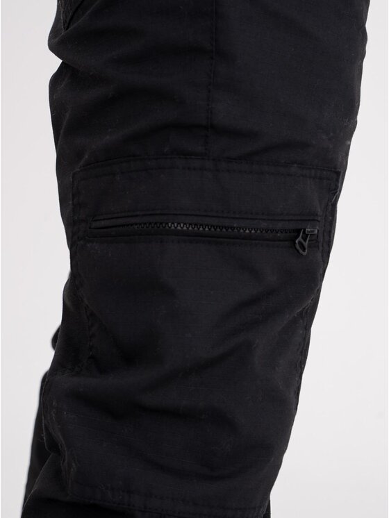 Jigga Wear Jigga Wear Spodnie materiałowe Spodnie Materiałowe Jogger Bojówki Ze Ściągaczem Czarne Jigga Wear Stripe Ripstop Cargo S Czarny Jogger Fit