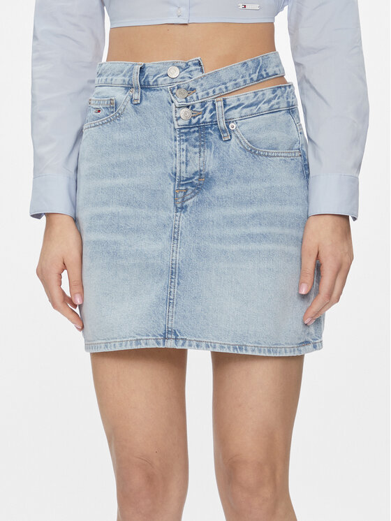 Tommy Jeans Tommy Jeans Fustă de blugi Mom Cut Out Wb Uh Skirt Ah7011 DW0DW17217 Albastru Slim Fit
