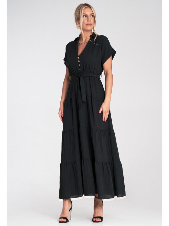 FIGL FIGL Sukienka letnia M1195 Czarny A-Line Fit