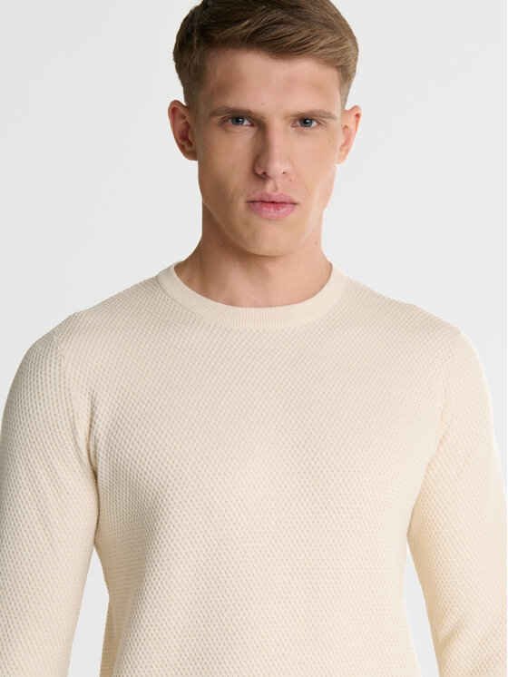 BIG STAR BIG STAR Sweter REYLON Kremowy Basic Fit