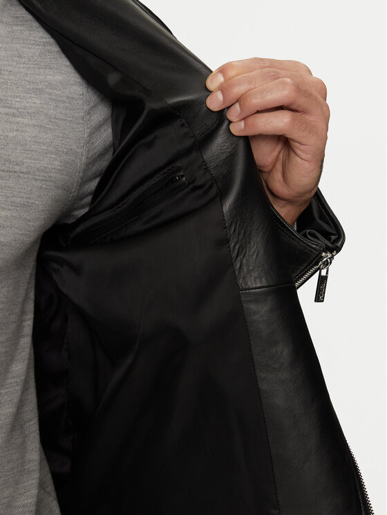 KARL LAGERFELD KARL LAGERFELD Kurtka skórzana 555021 544421 Czarny Regular Fit