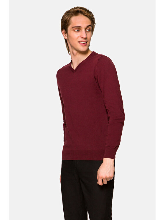 Lancerto Lancerto Sweter Robin Bordowy Regular Fit
