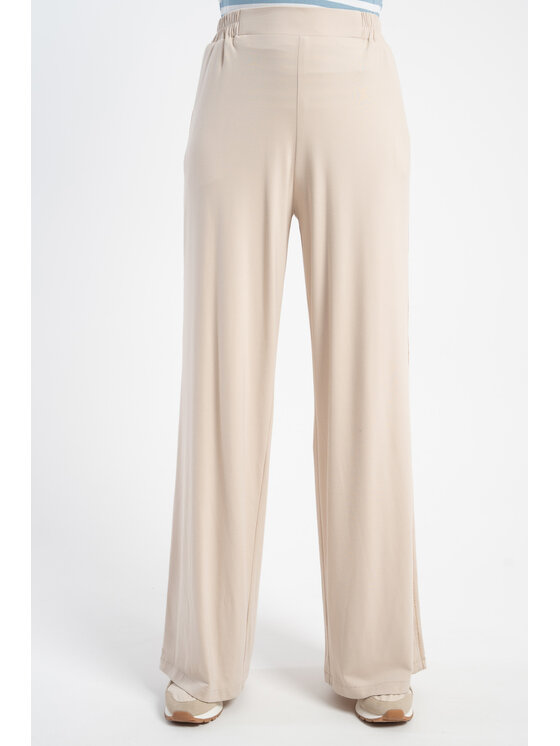 CLICK CLICK Kalhoty z materiálu 30-421 Béžová Loose Fit