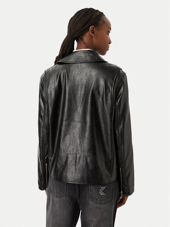 Calvin Klein Jeans Calvin Klein Jeans Ādas imitācijas jaka LV047G515G Melns Relaxed Fit