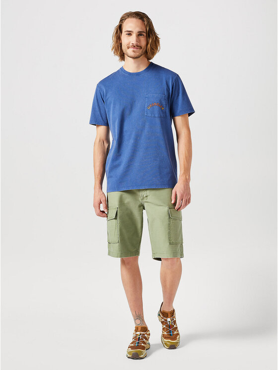 Wrangler Wrangler Szorty materiałowe CASEY CARGO SHORT Zielony Regular Fit