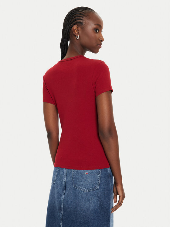 Tommy Jeans Tommy Jeans T-shirt Essential DW0DW17383 Rosso Slim Fit