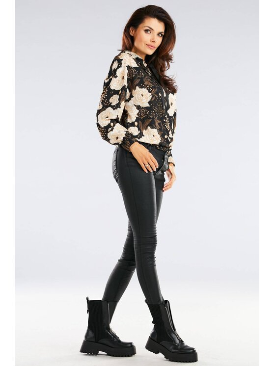 Awama Awama Bluzka A369 Brązowy Basic Fit