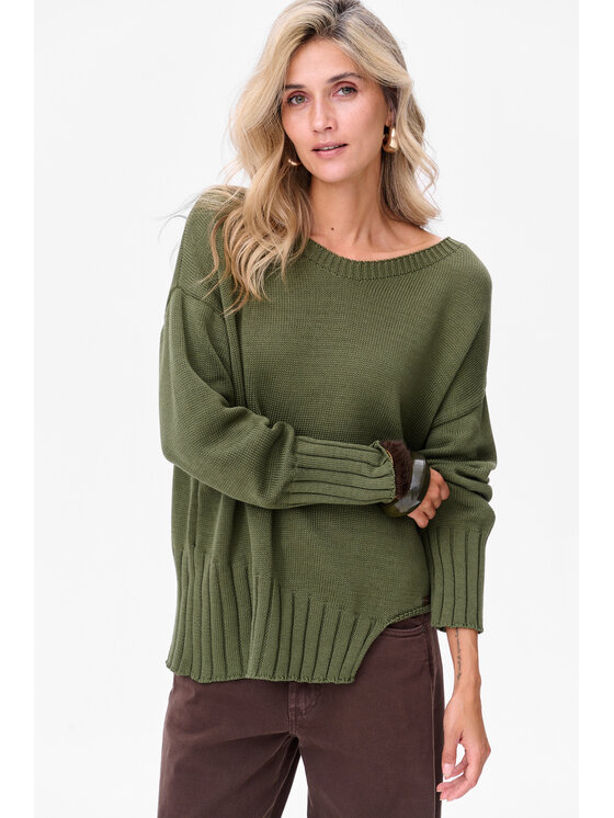 blue shadow blue shadow Sweter Bocq Zielony Regular Fit