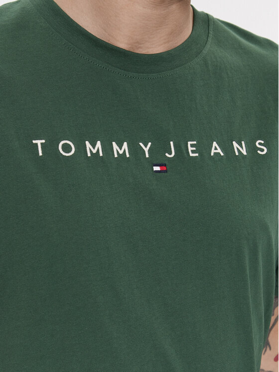 Tommy Jeans Tommy Jeans T-shirt Linear Logo DM0DM17993 Zelena Regular Fit