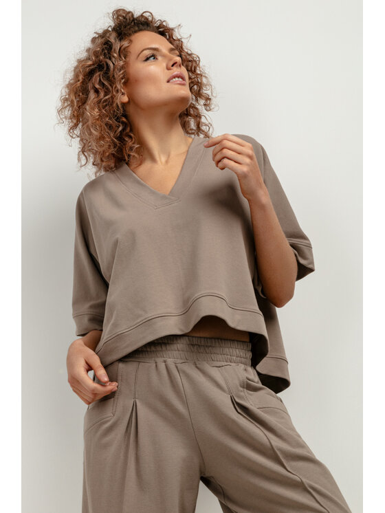 Tessita Tessita Bluza T416/6/XL-XXL Brązowy Loose Fit