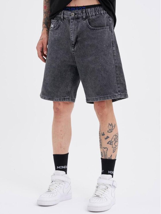 MyStars MyStars Szorty jeansowe Krótkie Spodenki Jeansowe Męskie Ciemne Szare MyStars Black Basic 36 Czarny Loose Fit