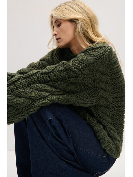 Fobya Fobya Sweter F780 Zielony Basic Fit