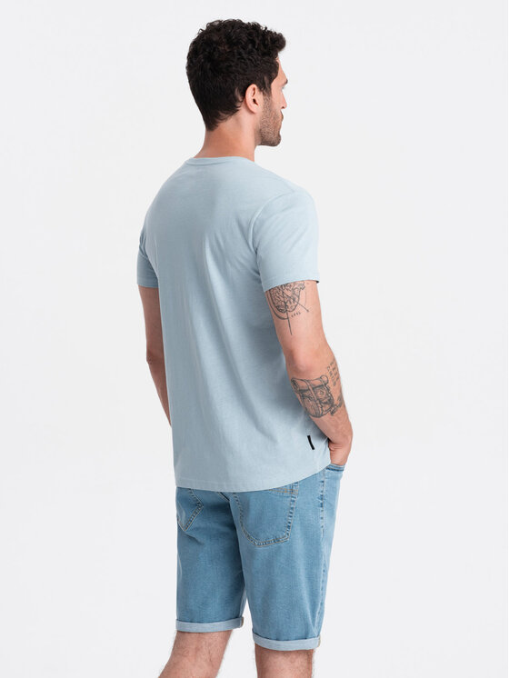 Ombre Ombre T-Shirt OM-TSBS-0146 Modrá Regular Fit