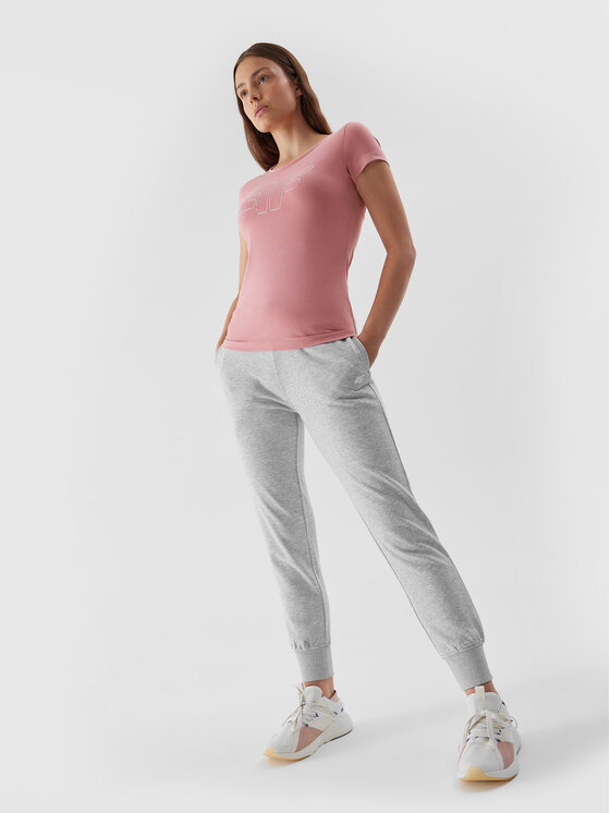 4F 4F Футболка 4FAW23TTSHF0907 Рожевий Slim Fit