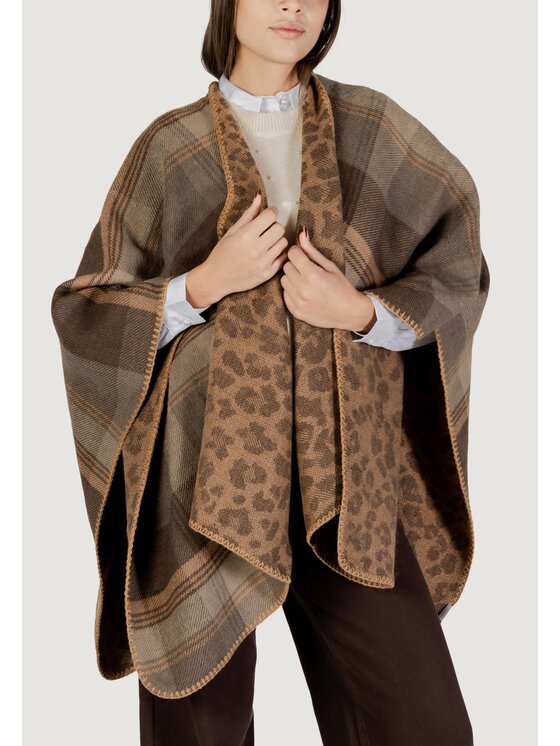 Pieces Pieces Mantella Pcjalina Poncho Reversable Bc Marrone Casual Fit