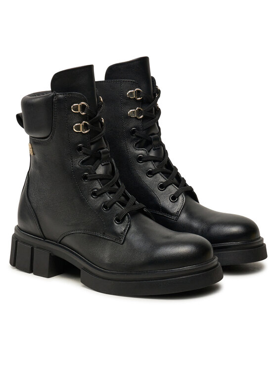 Tommy Hilfiger Tommy Hilfiger Planinarske cipele Lace-Up Biker Leather FW0FW08167 Crna