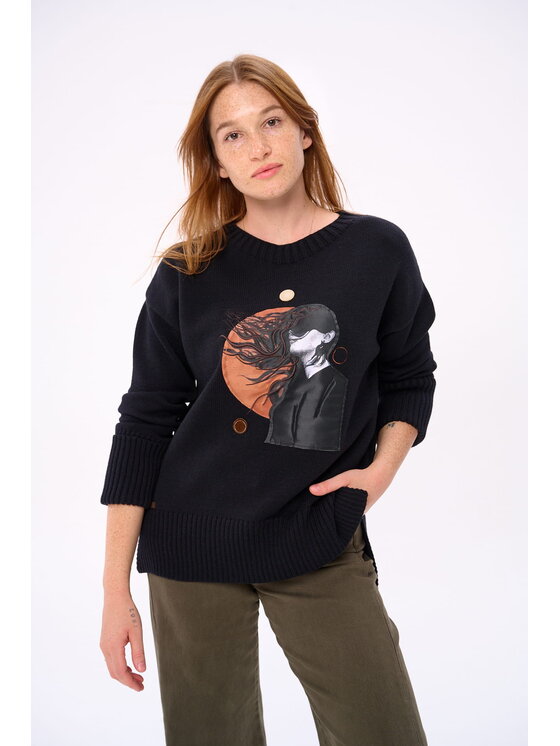 blue shadow blue shadow Sweter Edi Czarny Regular Fit