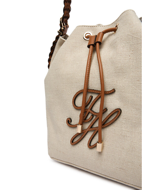 Tommy Hilfiger Tommy Hilfiger Ročna torba Th Elev Summer Bucket Canvas AW0AW18631 Bež