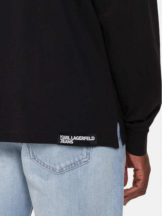 Karl Lagerfeld Jeans Karl Lagerfeld Jeans Тениска с яка и копчета A4M17028 Черен Regular Fit