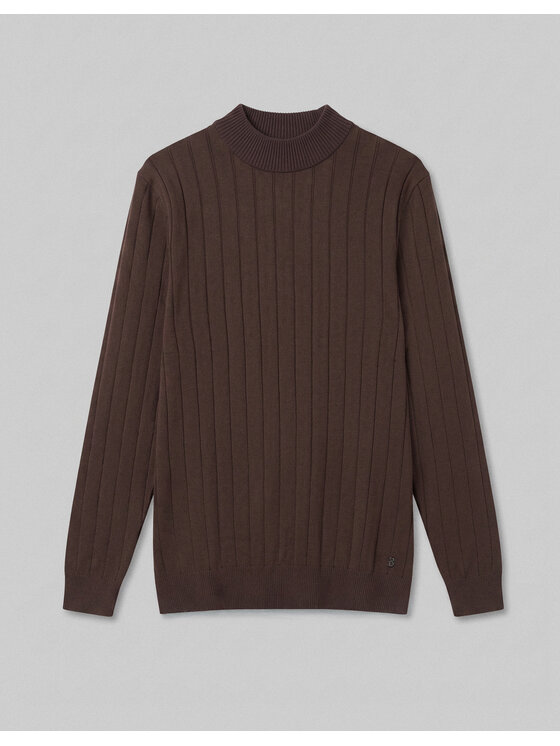 Borgio Borgio Sweter gratteri Brązowy Slim Fit