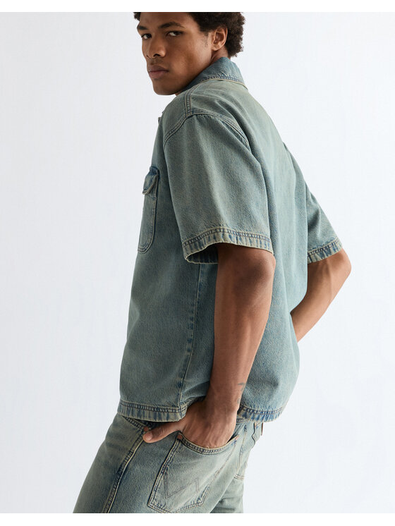 Wrangler Wrangler Koszula SS OVERSHIRT Niebieski Relaxed Fit