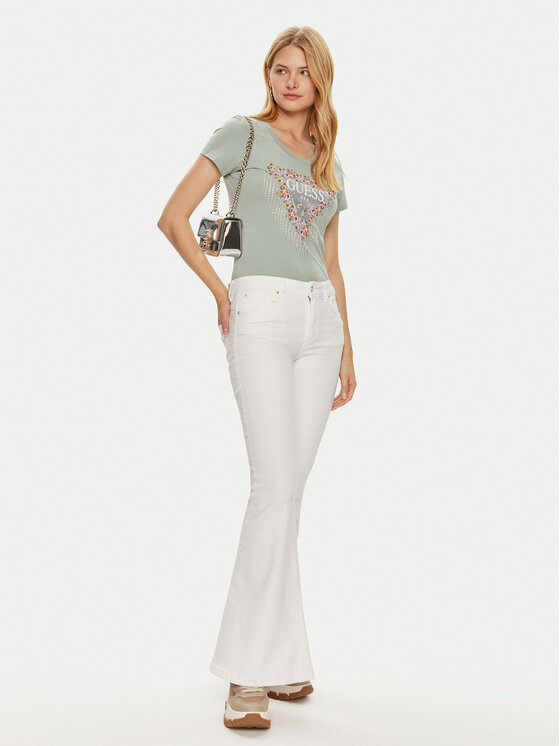 Guess Guess T-krekls W4YI72 J1314 Zaļš Slim Fit