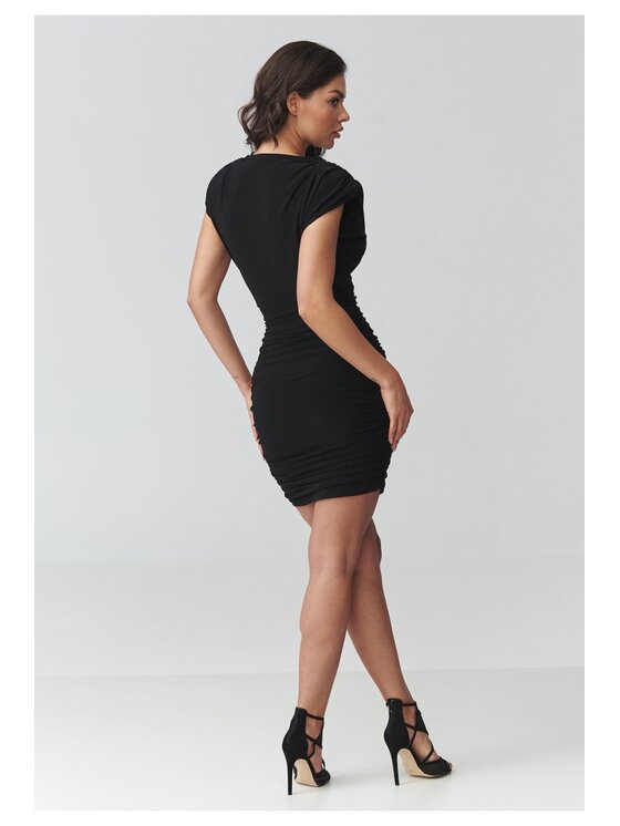 Makadamia Makadamia Sukienka codzienna M936 Czarny Fitted Fit