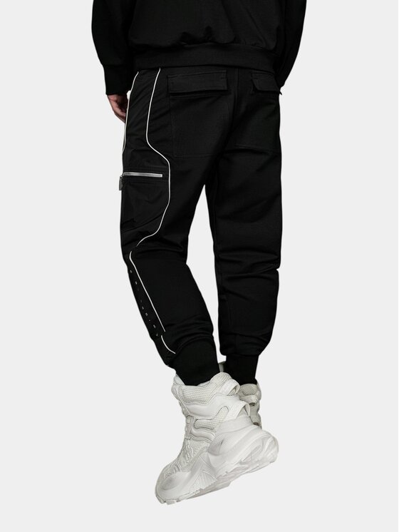 MADE BY SOCIETY MADE BY SOCIETY Spodnie materiałowe Pantaloni cargo - P16834 Czarny Basic Fit