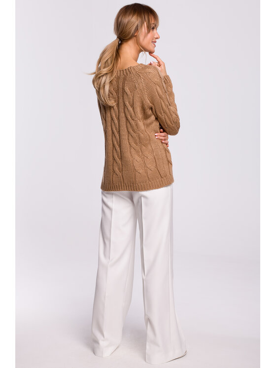 Made of Emotion Made of Emotion Sweter M511 Beżowy Basic Fit