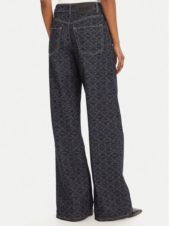 HUGO HUGO Jeans hlače 50541522 Mornarsko modra Wide Leg