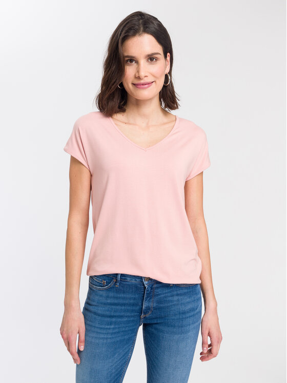 Cross Jeans Cross Jeans T-Shirt 55922-520 Różowy Regular Fit