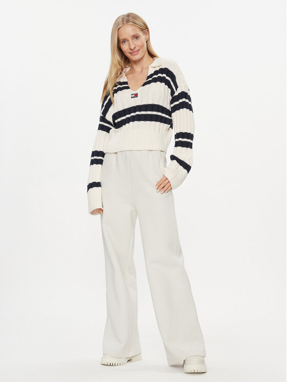 Tommy Jeans Tommy Jeans Sweter DW0DW17321 Écru Boxy Fit