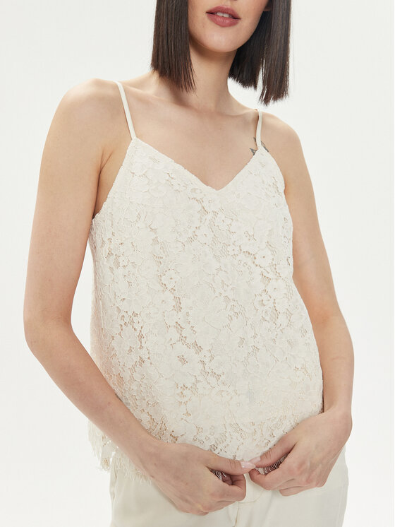 YAS YAS Τοπ Perla 26032812 Εκρού Regular Fit
