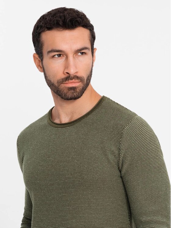 Ombre Ombre Sweter OM-SWSW-0118 Zielony Regular Fit